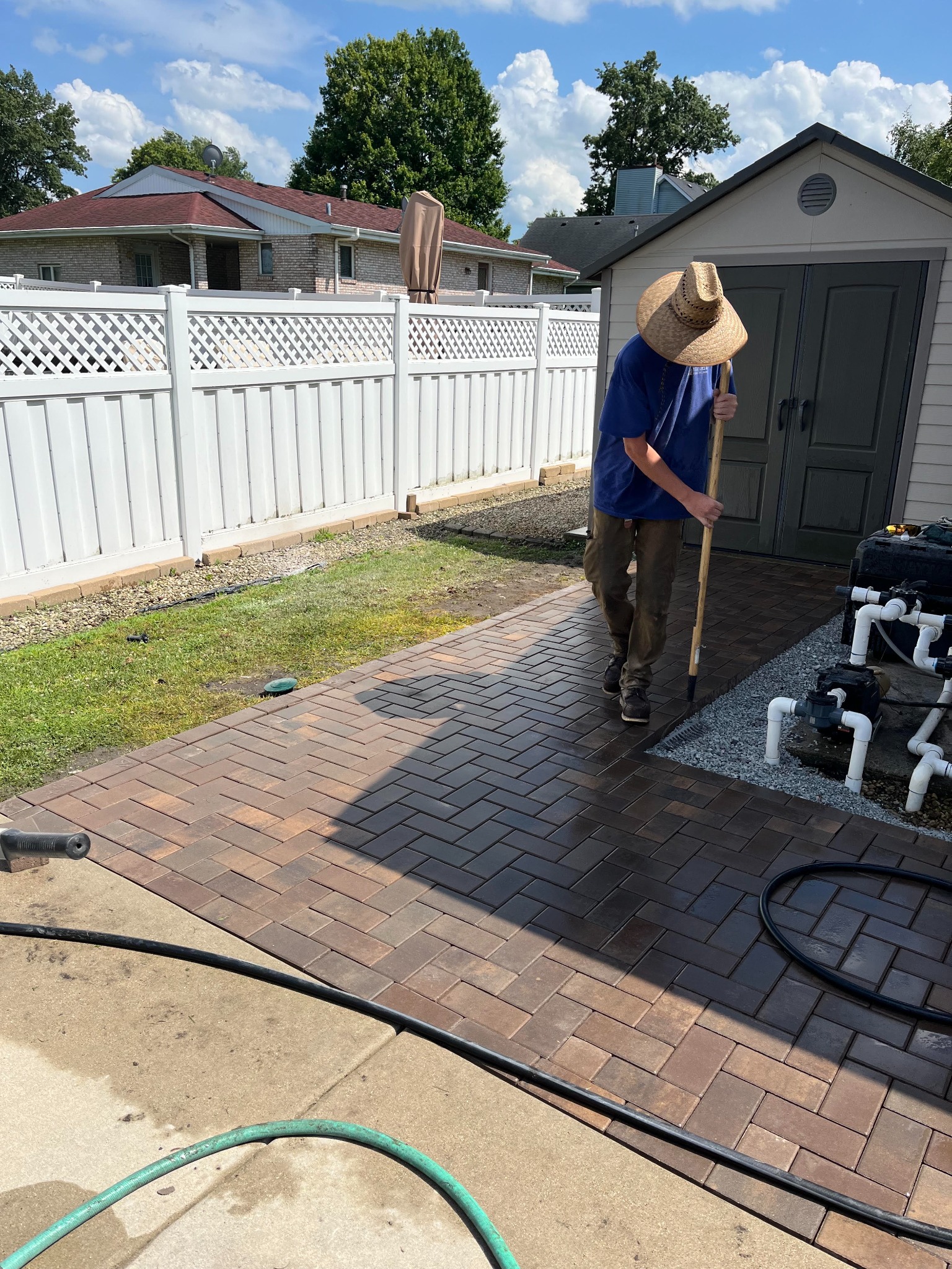 Finished paver patio and fire pit