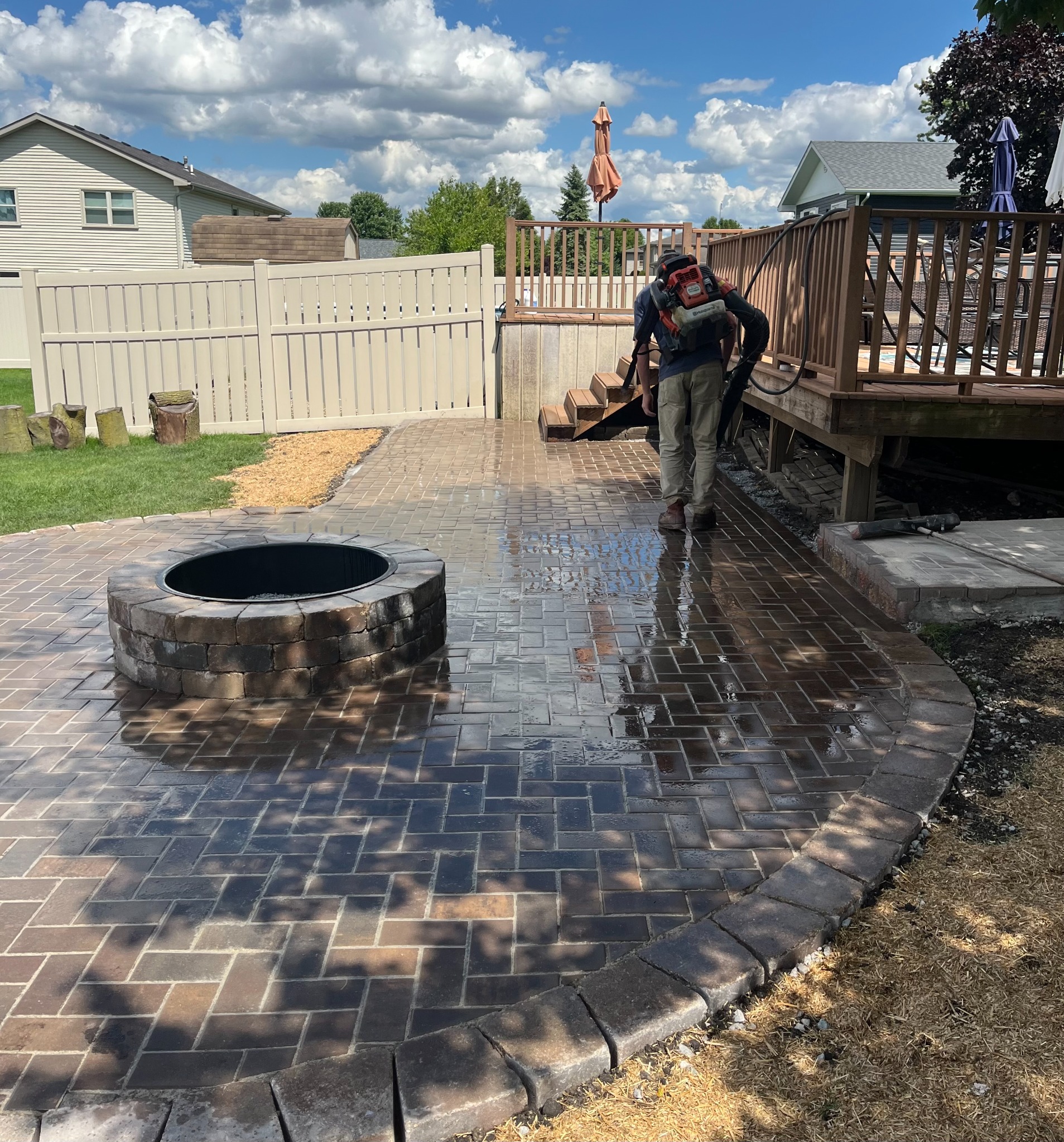 Finished paver fire pit area