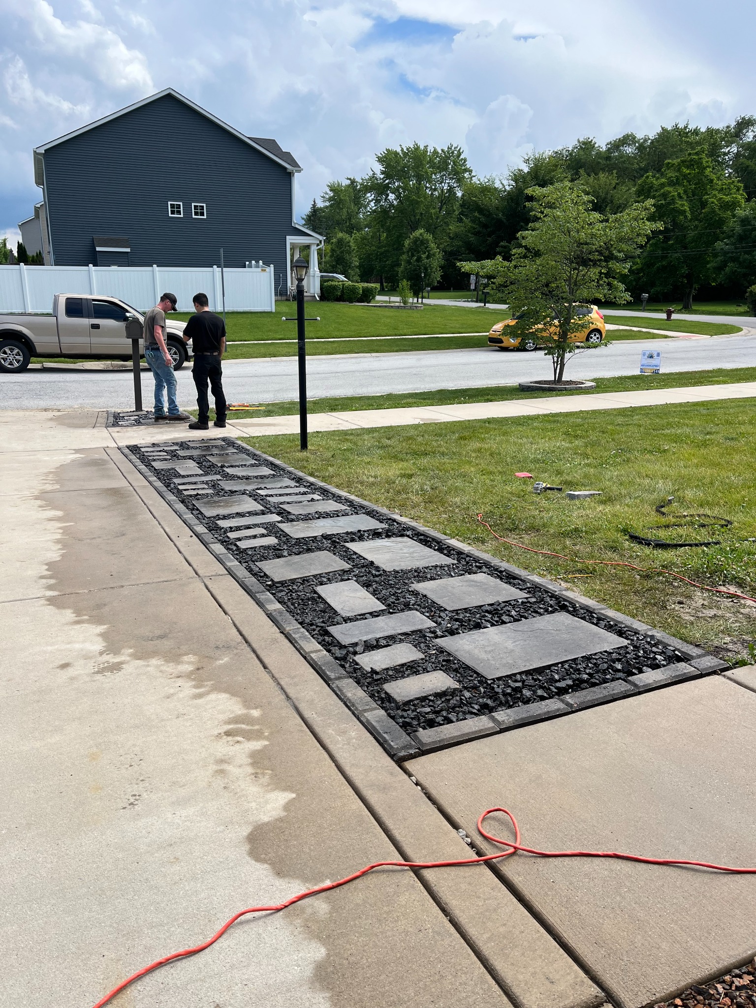 Finished paver patio and fire pit